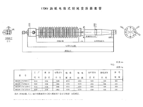 170KV油紙電容式短尾變壓器套管